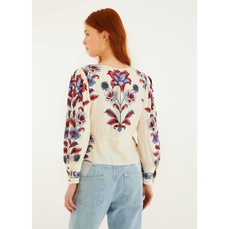 FARM Rio Malu Winter White Short Sleeve Blouse image number 1